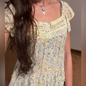 Lucky Brand Floral top with Lace Accents